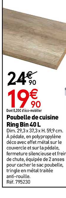 poubelle de cuisine ring bin 40 l
