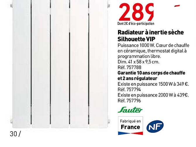 radiateur à inertie sèche silhouette vip sauter