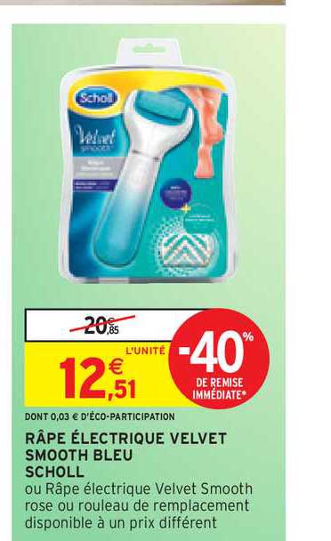 râpe électrique velvet smooth bleu scholl