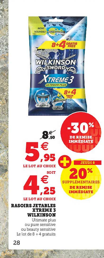 Rasoirs Jetables Xtreme 3 Wilkinson -30% De Remise Immédiate