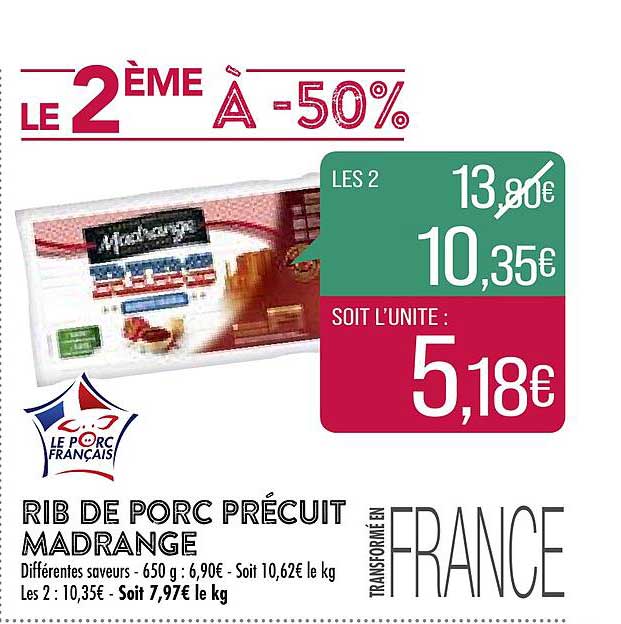 rib de porc précuit madrange