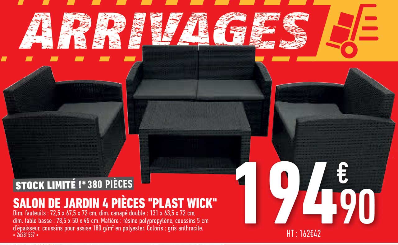 salon de jardin 4 pièces "plast wick"