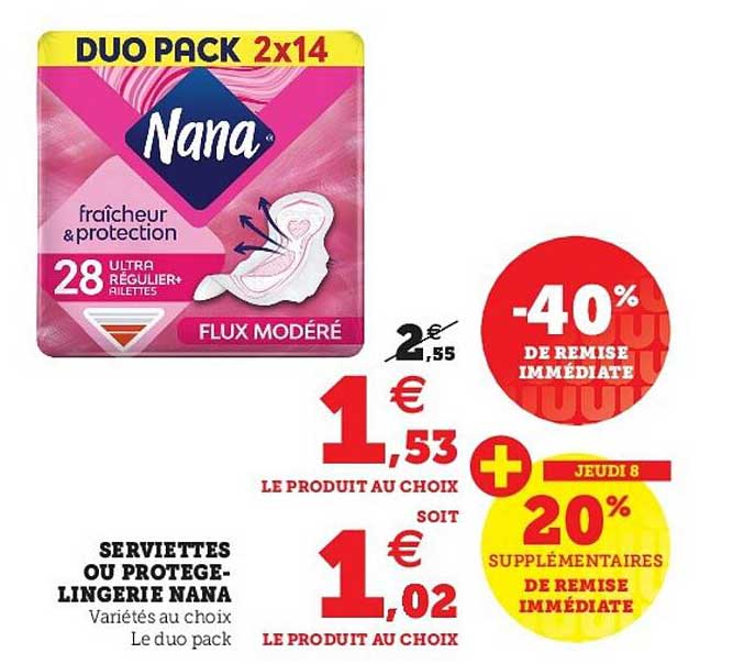 serviettes ou protège-lingerie nana