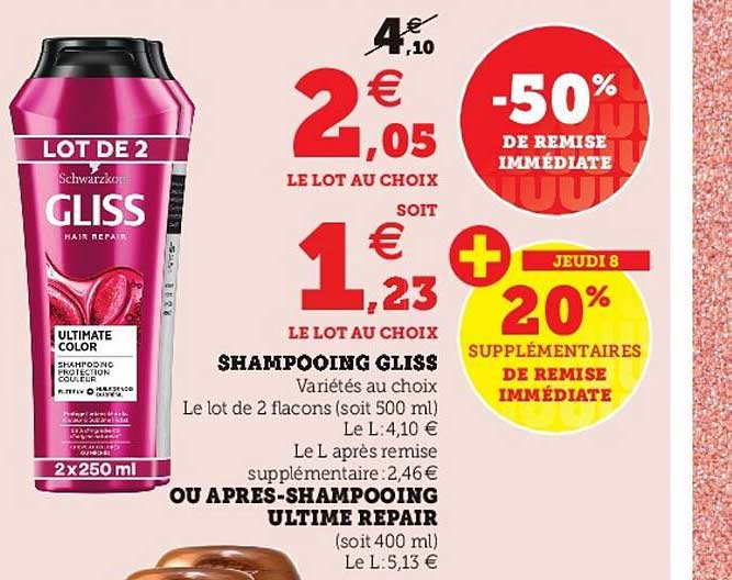 shampooing gliss ou après-shampooing ultime repair