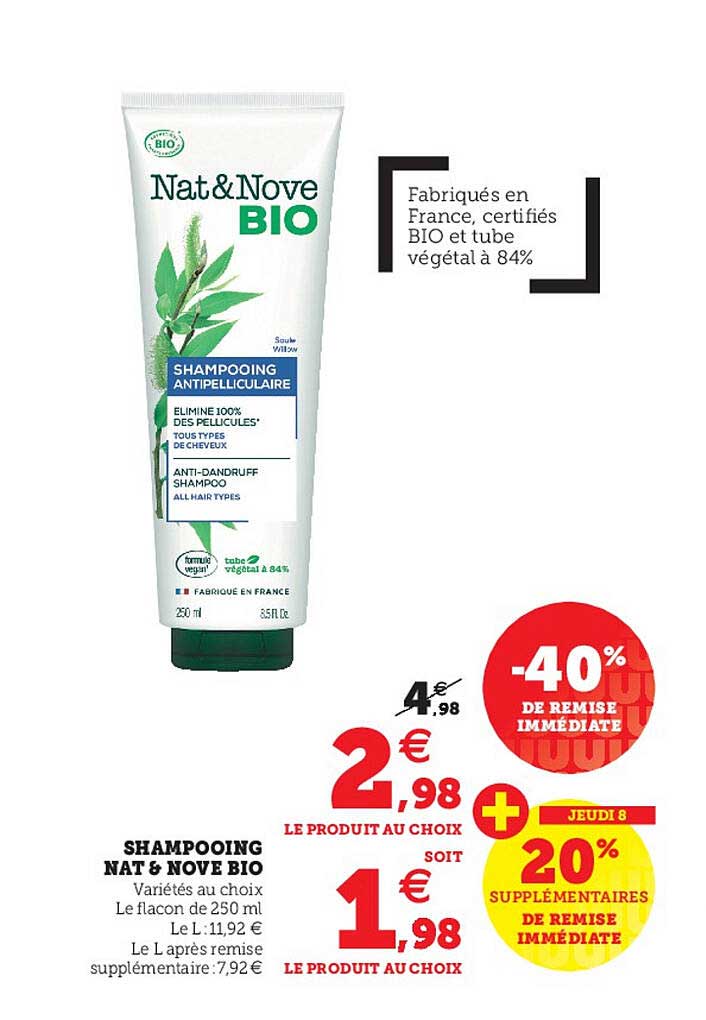 shampooing nat & nove bio -40% de remise immédiate