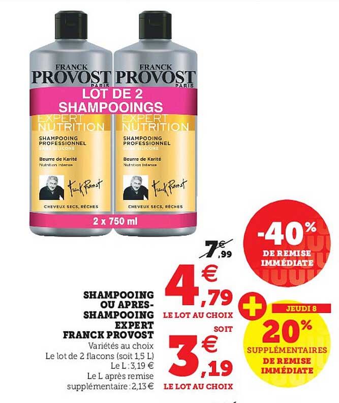 shampooing ou après-shampooing expert franck provost -40% de remise immédiate