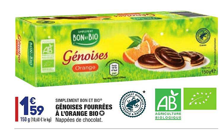 Simplement Bon Et Bio Génoises Fourrées à L'orange Bio