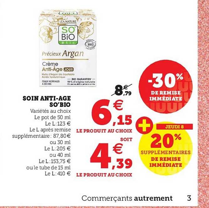 Soin Anti-âge So'bio -30% De Remise Immédiate