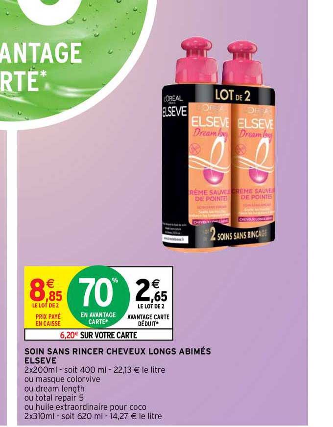 soin sans rincer cheveux longs abimés elsève
