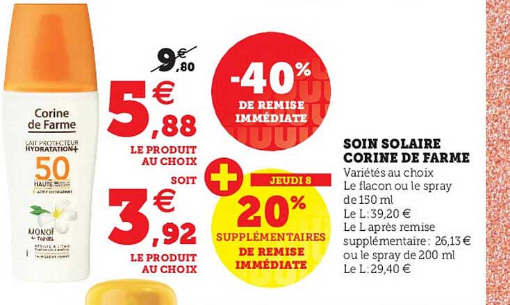 soin solaire corine de farme -40% de remise immédiate