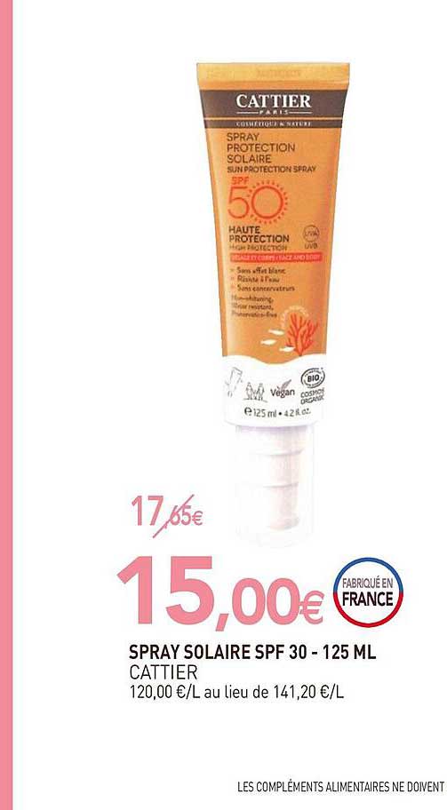spray solaire spf 30 - 125 ml cattier