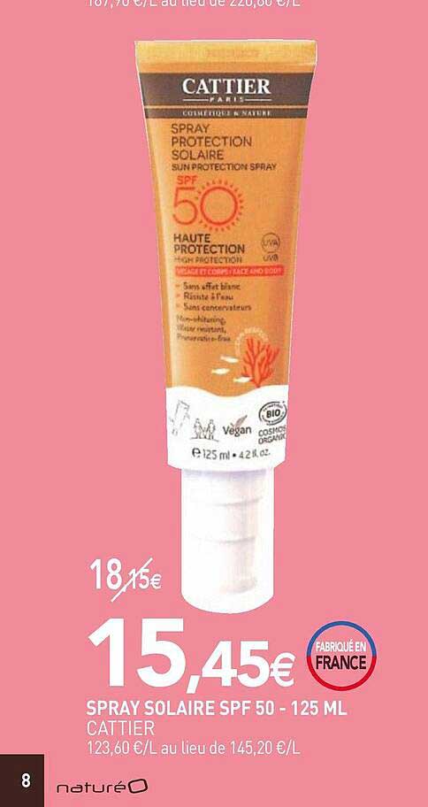 spray solaire spf 50 - 125 ml cattier