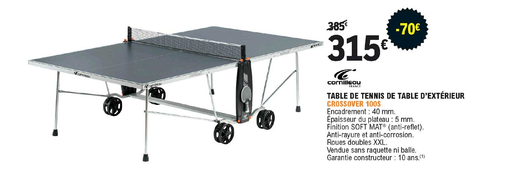 table de tennis de table d'extérieur crossover 100s