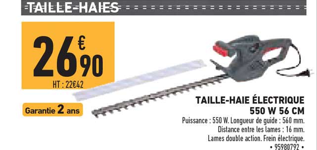taille-haie électrique 550 w 56 cm