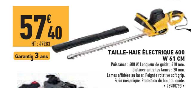 taille-haie électrique 600 w 61 cm