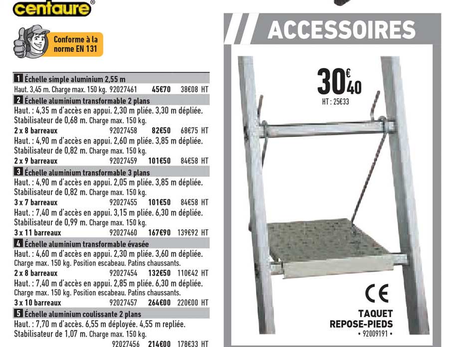 taquet repose-pieds, échelle centaure