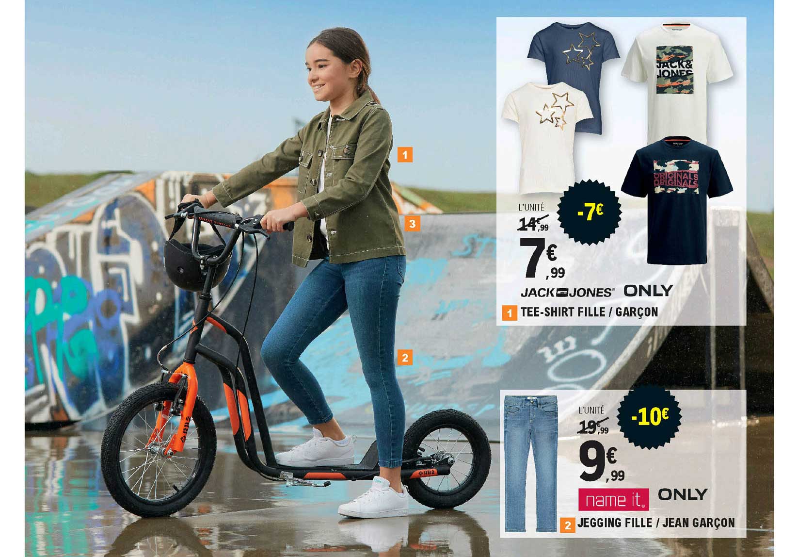 tee-shirt fille - garçon, jegging fille - jean garçon