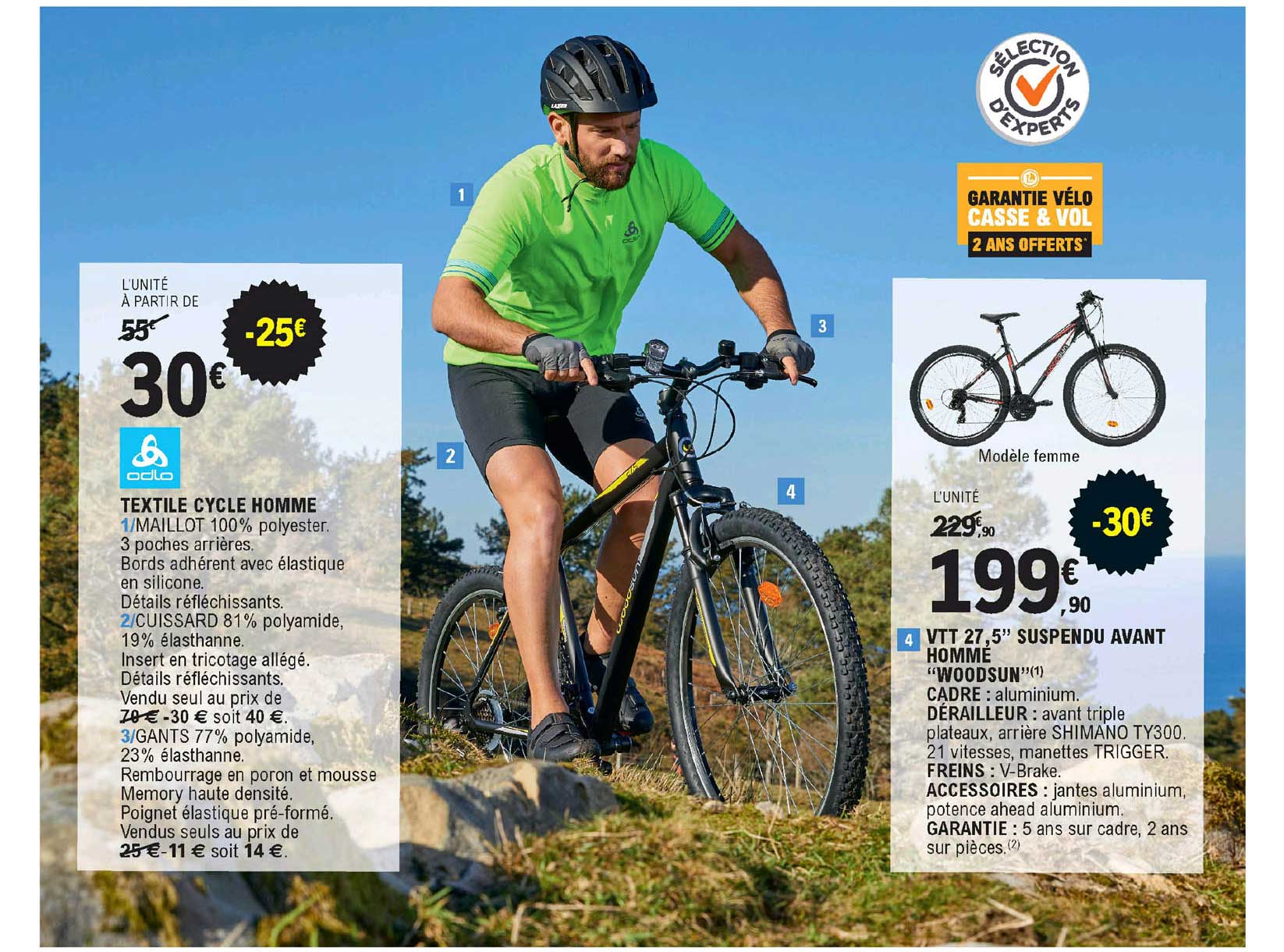 textile cycle homme, vtt 27,5" suspendu avant homme "woodsun"