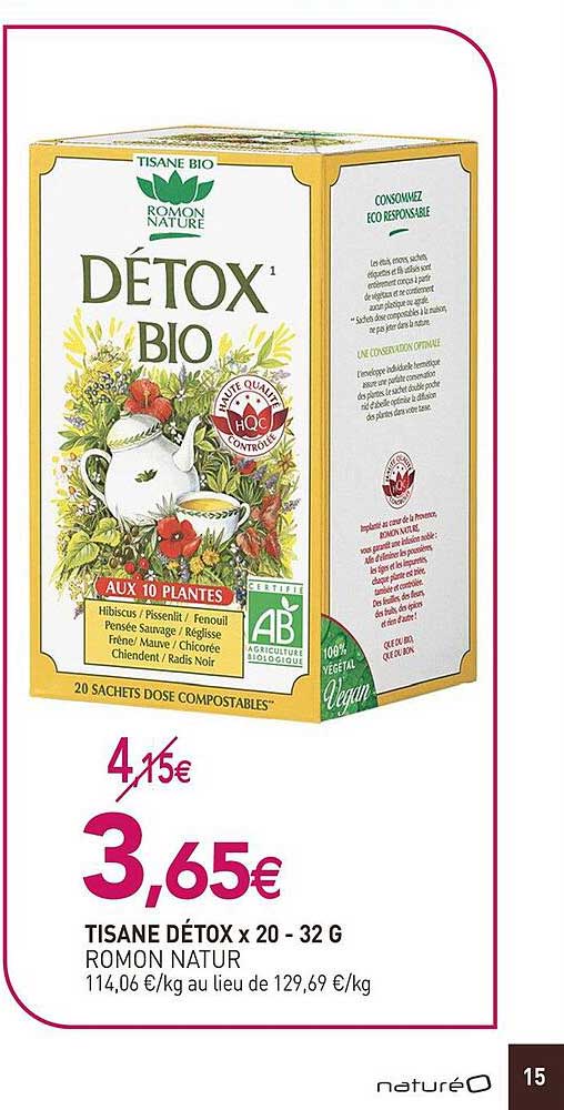 tisane détox x20 - 32 g romon natur
