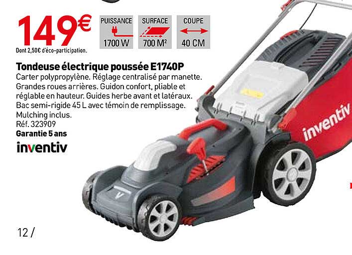 tondeuse électrique poussée e1740p