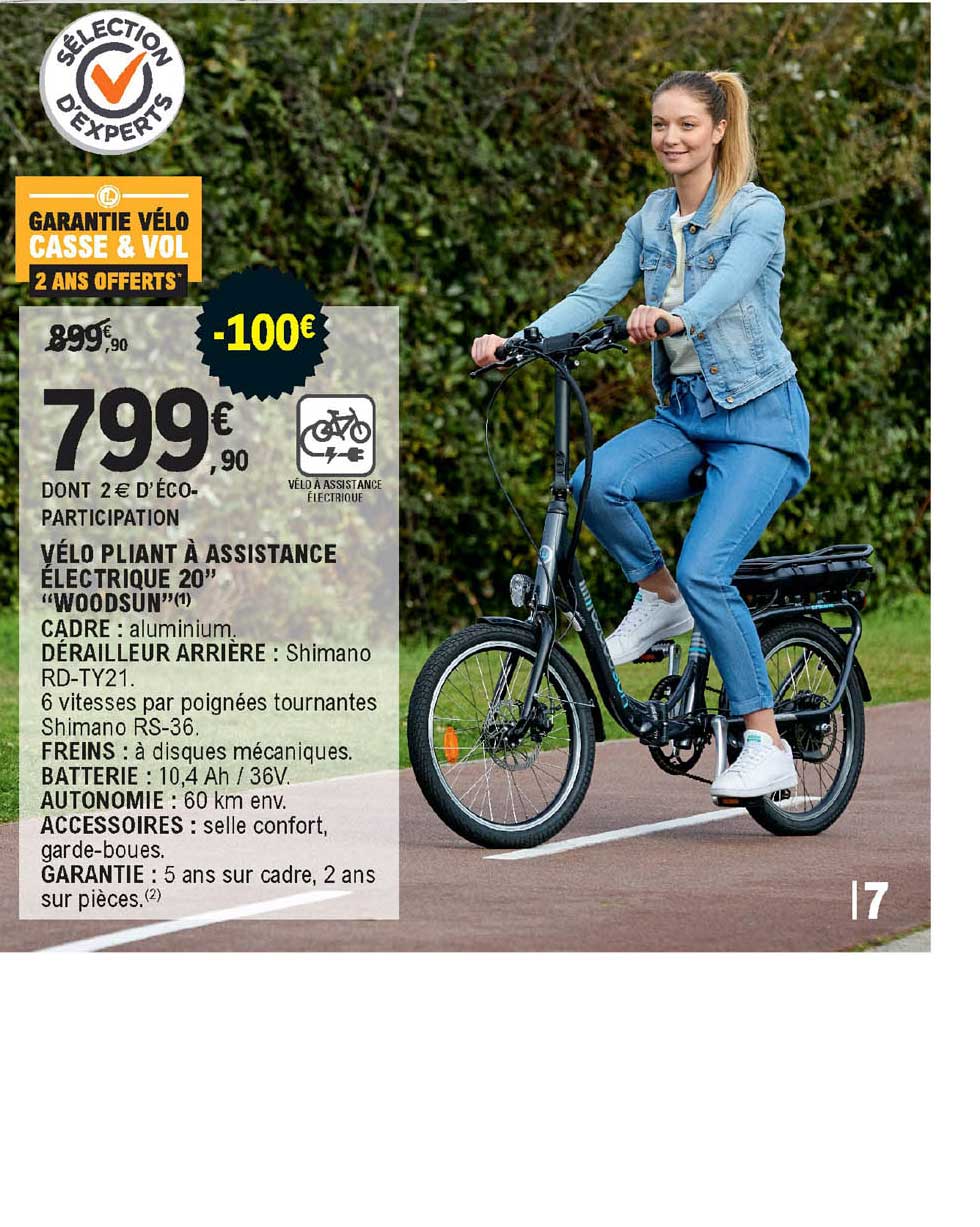 vélo pliant à assistance  électrique 20" "woodsun"
