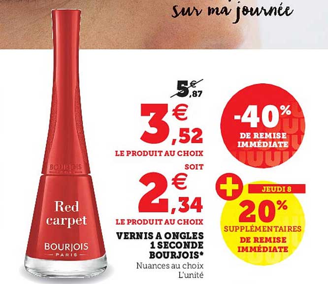 vernis à ongles 1 secondes bourjois -40% de remise immédiate