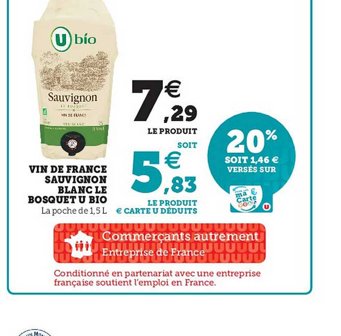 vin de france sauvignon blanc le bosquet u bio
