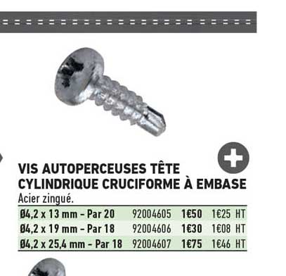 vis autoperceuses tête cylindrique cruciforme à embase