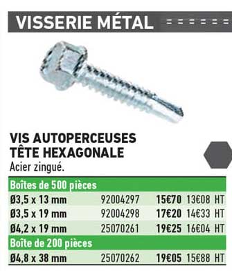 vis autoperceuses tête hexagonale