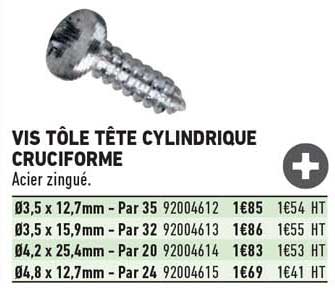 vis tôle tête cylindrique cruciforme