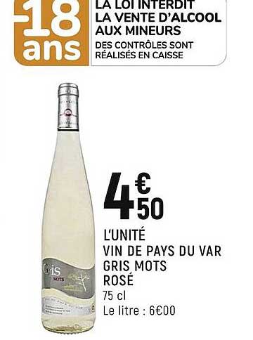 vin de pays du var gris mots rosé