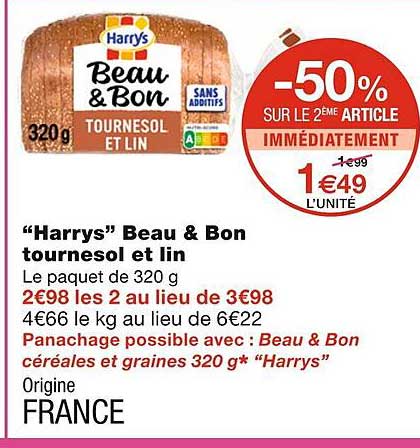 "harrys" beau & bon tournesol et lin