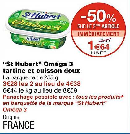 "st hubert" oméga 3 tartine et cuisson doux
