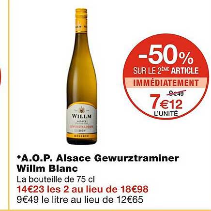 a.o.p. alsace gewurztraminer willm blanc