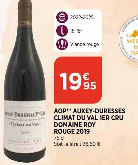 aop auxey-duresses climat du val 1er cru domaine roy rouge 2019
