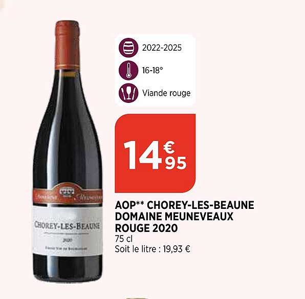 aop chorey-les-beaune domaine meuneveaux rouge 2020