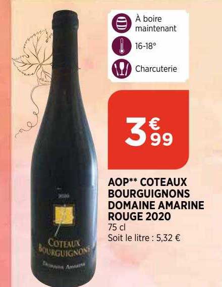 aop coteaux bourguignons domaine amarine rouge 2020