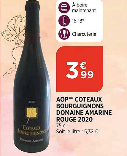 aop coteaux bourguignons domaine amarine rouge 2020