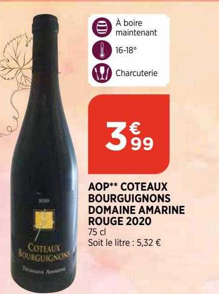 aop coteaux bourguignons domaine amarine rouge 2020