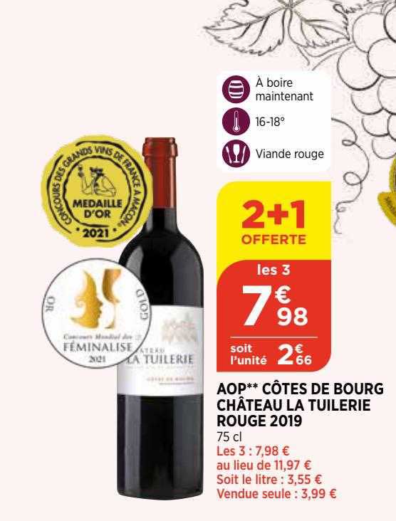 aop côtes de bourg château la tuilerie rouge 2019