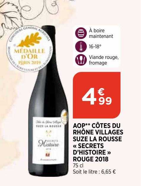 aop côtes du rhône villages suze la  rousse "secrets d'histoire" rouge 2018