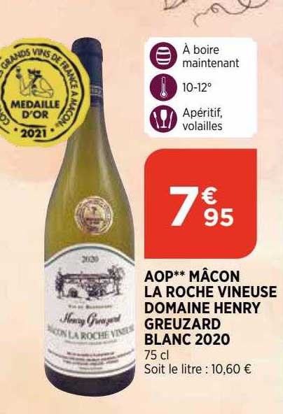 aop mâcon la roche vineuse domaine henry greuzard blanc 2020