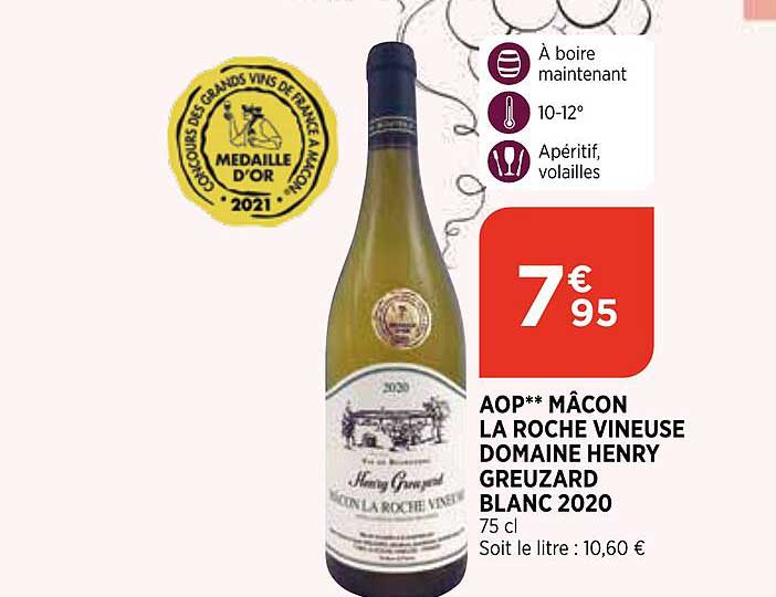 aop mâcon la roche vineuse domaine henry greuzard blanc 2020