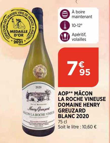 aop mâcon la roche vineuse domaine henry greuzard blanc 2020