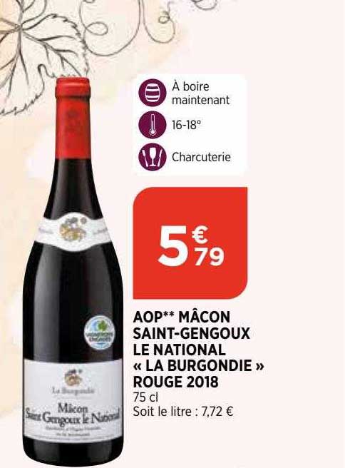 aop mâcon saint-gengoux le national "la burgondie" rouge 2018
