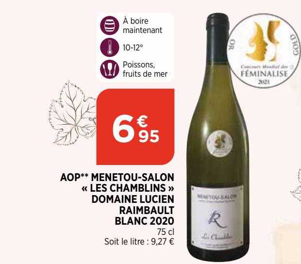 aop menetou-salon "les chamblins" domaine lucien raimbault blanc 2020