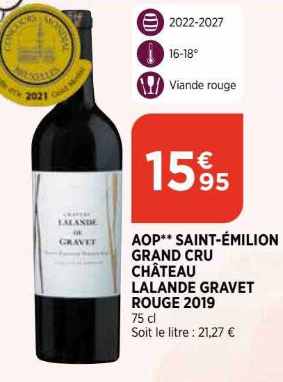 aop saint-émilion grand cru château lalande gravet rouge 2019