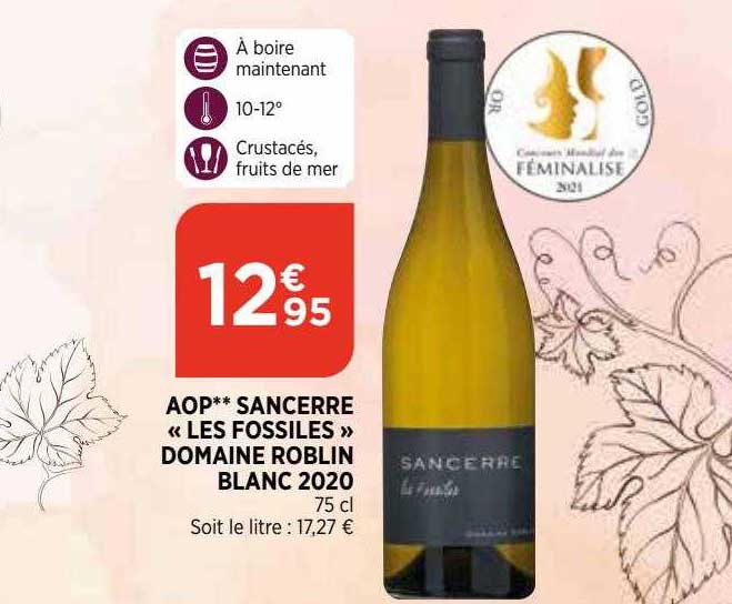 aop sancerre "les fossilles" domaine roblin blanc 2020