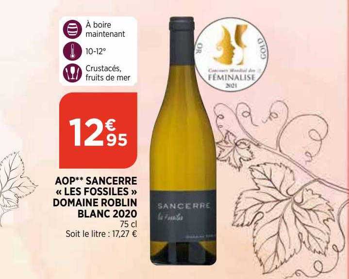 aop sancerre "les fossilles" domaine roblin blanc 2020