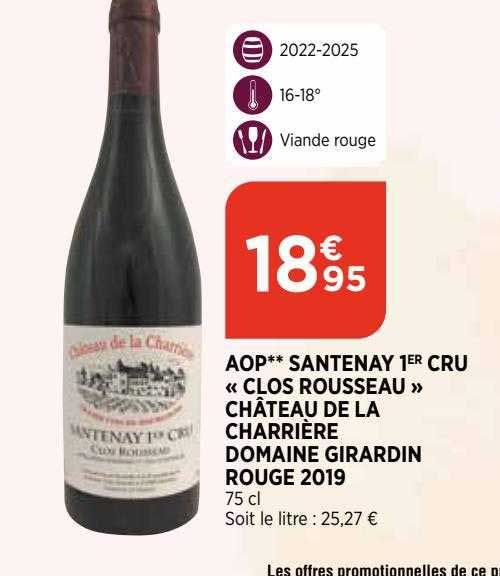 aop santenay 1er cru "clos rousseau" château de la charrière domaine girardin rouge 2019